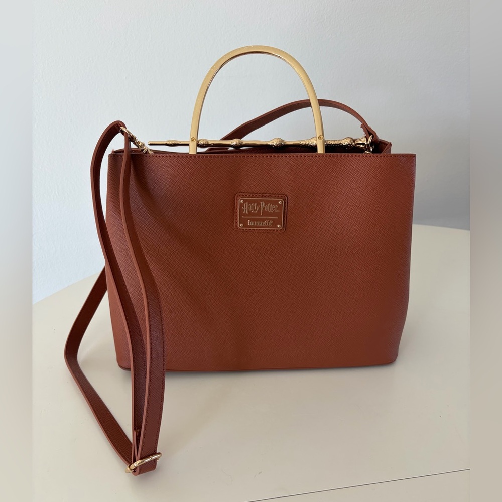 Loungefly Harry Potter Deathly Hallows‎ Elder Wand Cognac Structured Handbag